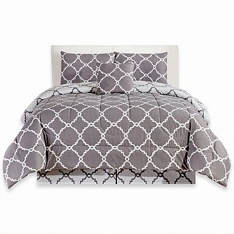 Lux Decor Collection 5 pc Comforter Set Reversible Down Alternative Comforter with Pillow Shams