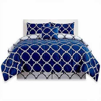 Lux Decor Collection 5 pc Comforter Set Reversible Down Alternative Comforter with Pillow Shams