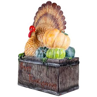 20.25" Turkey and Pumpkins 'Happy Thanksgiving' Decoration