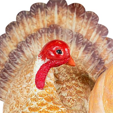 20.25" Turkey and Pumpkins 'Happy Thanksgiving' Decoration