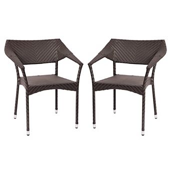 Merrick Lane Cheri Fade and Weather Resistant Modern PE Rattan Patio Dining Chair with Reinforced Steel Frame