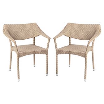 Merrick Lane Cheri Fade and Weather Resistant Modern PE Rattan Patio Dining Chair with Reinforced Steel Frame