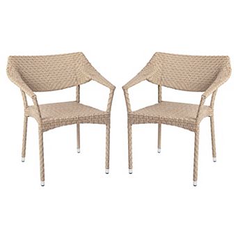 Merrick Lane Cheri Fade and Weather Resistant Modern PE Rattan Patio Dining Chair with Reinforced Steel Frame