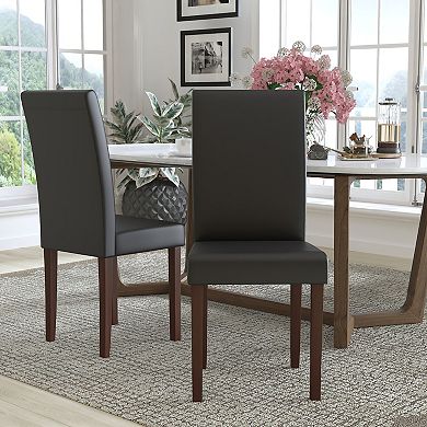 Emma and Oliver Two Mid-Century Parson's Chairs and Finished Hardwood Frame for Kitchen, Dining Room & More