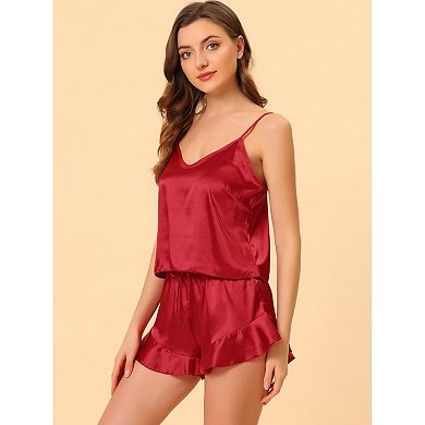 Women's Satin Lingerie Cami Tops Shorts Sleepwear Pajamas Sets