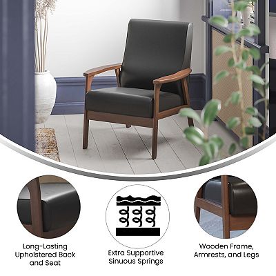 Emma and Oliver Upholstered MCM Armchair with Wood Frame