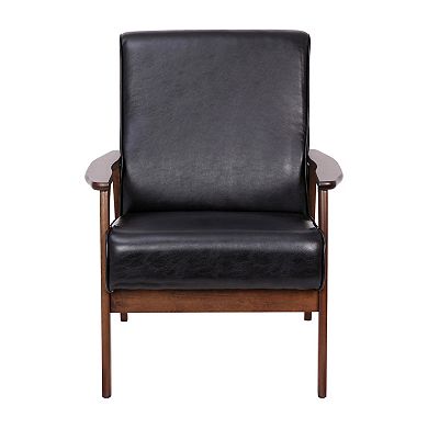 Emma and Oliver Upholstered MCM Armchair with Wood Frame