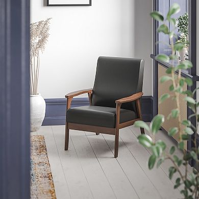 Emma and Oliver Upholstered MCM Armchair with Wood Frame