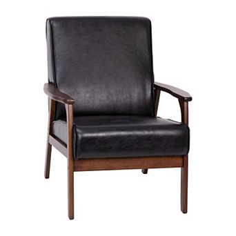 Emma and Oliver Upholstered MCM Armchair with Wood Frame