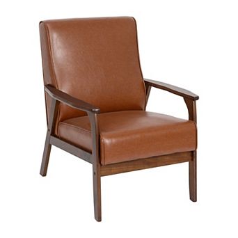 Emma and Oliver Upholstered MCM Armchair with Wood Frame