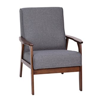 Emma and Oliver Upholstered MCM Armchair with Wood Frame