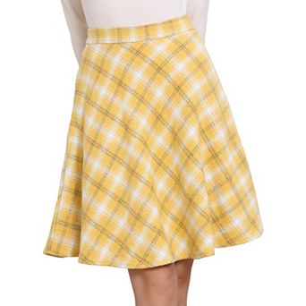 Women's Plaids Elastic Waist Knee Length Worsted A Line Skirt