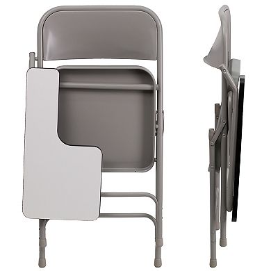 Emma and Oliver 2 Pack Premium Steel Folding Chair with Right Handed Tablet Arm
