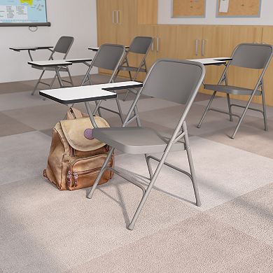 Emma and Oliver 2 Pack Premium Steel Folding Chair with Right Handed Tablet Arm