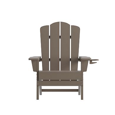 Emma and Oliver Set of 2 All-Weather Adirondack Chairs with Cupholders