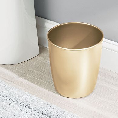 mDesign Small 1.5 Gallon Round Bathroom Wastebasket Garbage Bin, Soft Brass