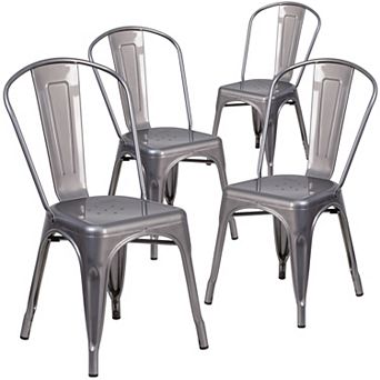 Emma and Oliver 4 Pack Metal Indoor Stackable Chair