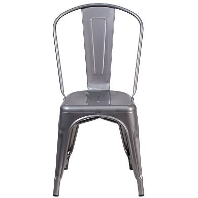 Emma and Oliver 4 Pack Metal Indoor Stackable Chair