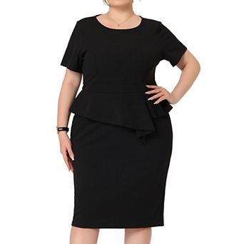 Plus Size Sheath Dress for Women Short Sleeve V Neck Work Business Bodycon Pencil Dresses