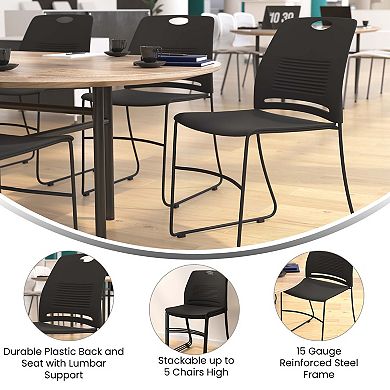 Emma and Oliver Arcana Series Set of 5 Heavy Duty 660 lb. Capacity Ergonomic Polypropylene Stack Chair with Perforated Back and Steel Sled Base