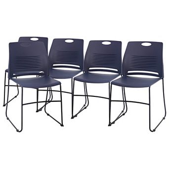 Emma and Oliver Arcana Series Set of 5 Heavy Duty 660 lb. Capacity Ergonomic Polypropylene Stack Chair with Perforated Back and Steel Sled Base