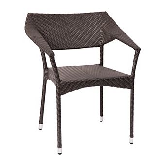 Emma and Oliver Shasta Modern All-Weather Patio Dining Chair with Fade and Weather Resistant PE Rattan and Reinforced Steel Frame