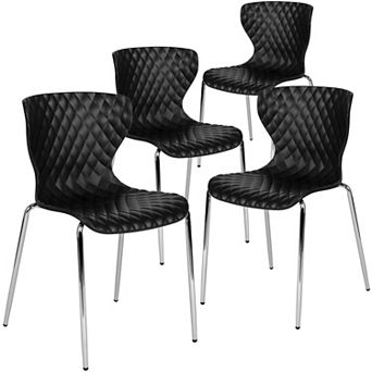Emma and Oliver 4 Pack Contemporary Design Plastic Stack Chair