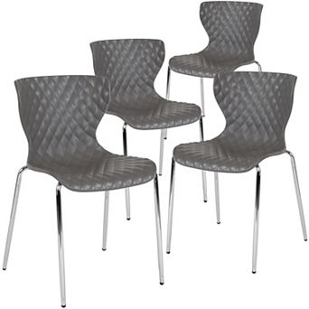 Emma and Oliver 4 Pack Contemporary Design Plastic Stack Chair