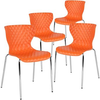 Emma and Oliver 4 Pack Contemporary Design Plastic Stack Chair