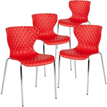 Emma and Oliver 4 Pack Contemporary Design Plastic Stack Chair