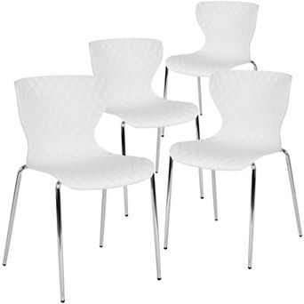 Emma and Oliver 4 Pack Contemporary Design Plastic Stack Chair