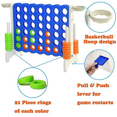 SDADI Giant Jumbo 4 in a Row Connect Game Indoor Outdoor Yard Game with Hoops