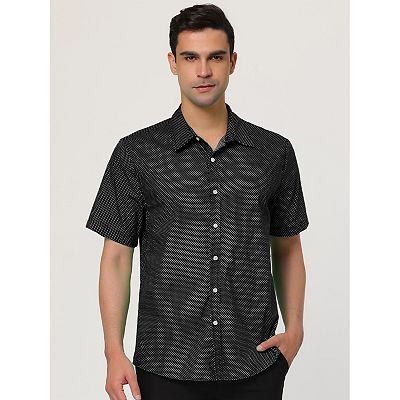 mens polka dot dress shirt short sleeve Men Short Sleeves Cotton Polka Dots Button Up Shirt