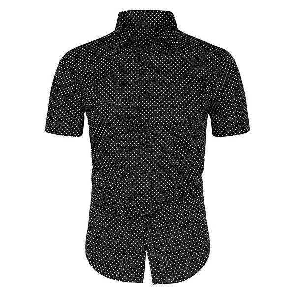 Men's Short Sleeves Polka Dots Button Down Shirt