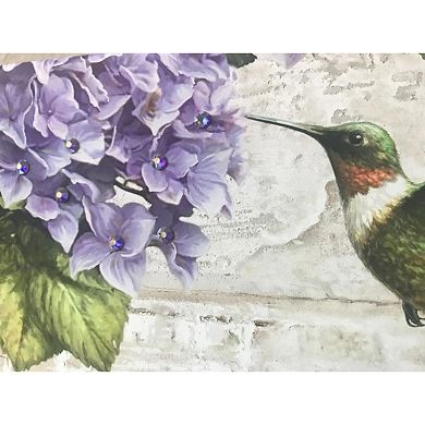 Purple and Green Hummingbirds Pizazz Print Framed Wall Decor 10" x 10"