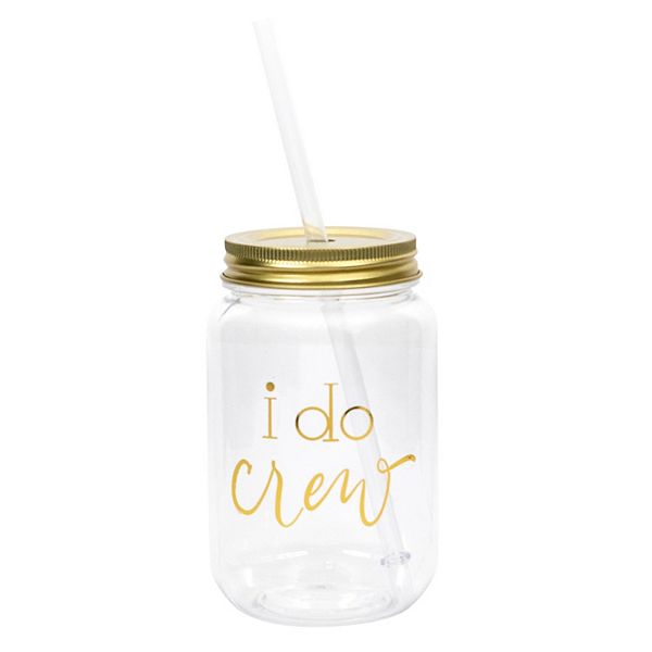 Women's 16 oz. Plastic Mason Jar with Gold Lid and Writing
