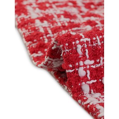 Women's Button V Neck Plaid Tweed High Waist Office Overall Dress