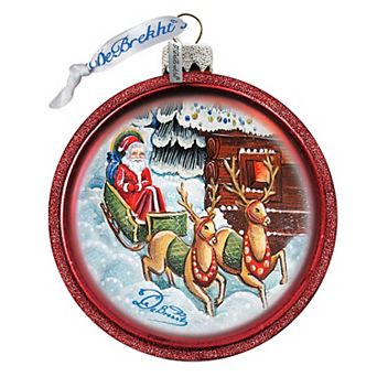 G.Debrekht Riding A Sleigh Glass Christmas Ornament by G. DeBrekht Christmas Decor - 764-717