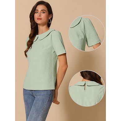 Peter Pan Collar Blouse for Women's Floral Short Sleeve Kawaii Top