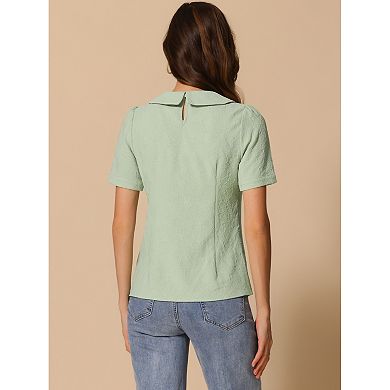 Peter Pan Collar Blouse for Women's Floral Short Sleeve Kawaii Top
