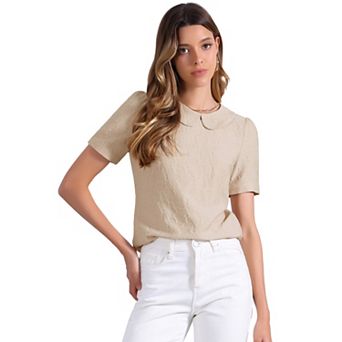 Peter Pan Collar Blouse for Women's Floral Short Sleeve Kawaii Top