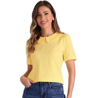 Peter Pan Collar Blouse for Women's Floral Short Sleeve Kawaii Top