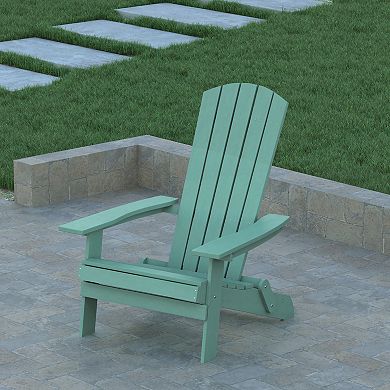 Emma and Oliver Haven Set of 2 Indoor/Outdoor Poly Resin Folding Adirondack Chairs, All-Weather Chairs for Porch, Patio, or Sunroom