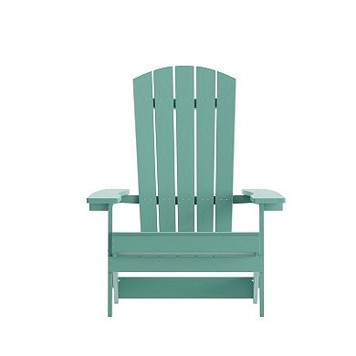 Emma and Oliver Haven Set of 2 Indoor/Outdoor Poly Resin Folding Adirondack Chairs, All-Weather Chairs for Porch, Patio, or Sunroom