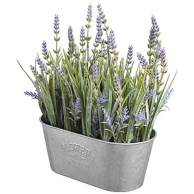 11" Tall x 10" Long Artificial Lavender in Galvanized Metal Pot