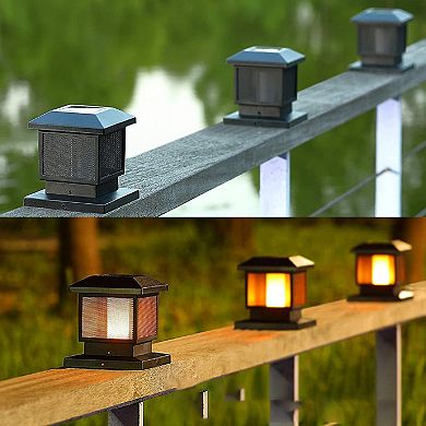 MAGGIFT Solar Flame Post Lights 72 SMD LEDs, Flickering Flame for Yard Fence Deck or Patio