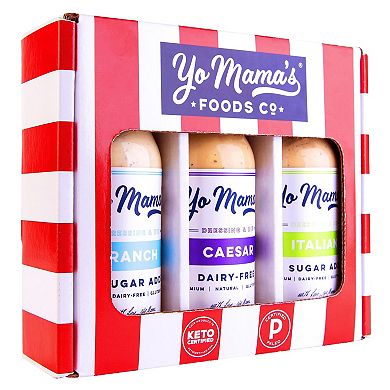 Yo Mama's Foods Low-carb Dressings Gift Set - Includes (1 ) Ranch, (1) Caesar, (1 ) Italian