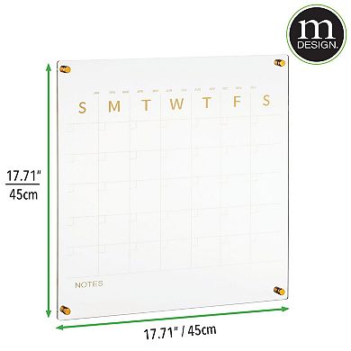 mDesign Acrylic Wall Calendar, 17.71" Square
