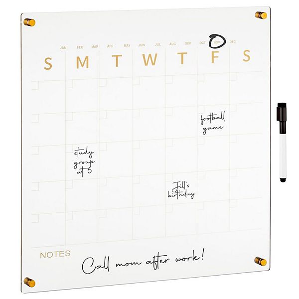 mDesign Acrylic Wall Calendar, 17.71" Square
