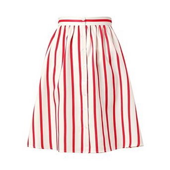 Women's Stripes Button Front Elastic Back A Line Midi Skirt